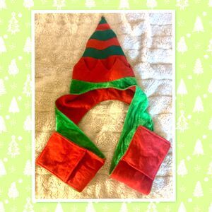 Christmas Elf Hat and Scarf Combo with Hand - Warming Pockets ~ One Size